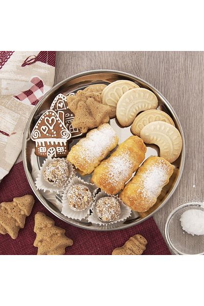 shumee 21cm round steel serving tray.