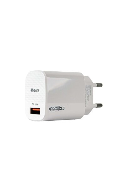 4 Berry AU13 Hızlı USB Duvar Şarj Adaptörü (Başlık) 3.0A 18W - Beyaz