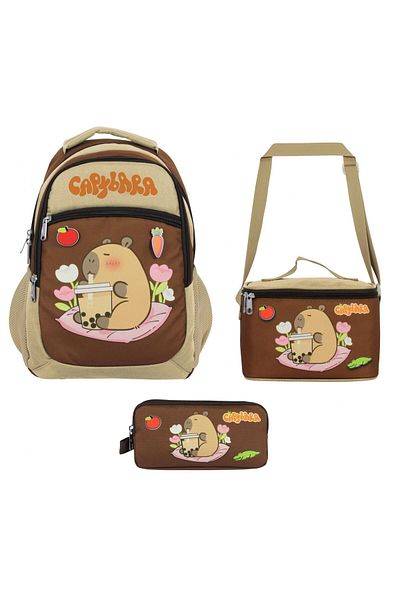 capybara (Boy - Beige - Brown) Primary School Triple Bag Set - Setcpb5230A
