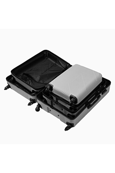 zola Set of 3 travel suitcases, 39/70/99 l, with lock, 360° wheels, telescopic and fixed handle, ABS, gray