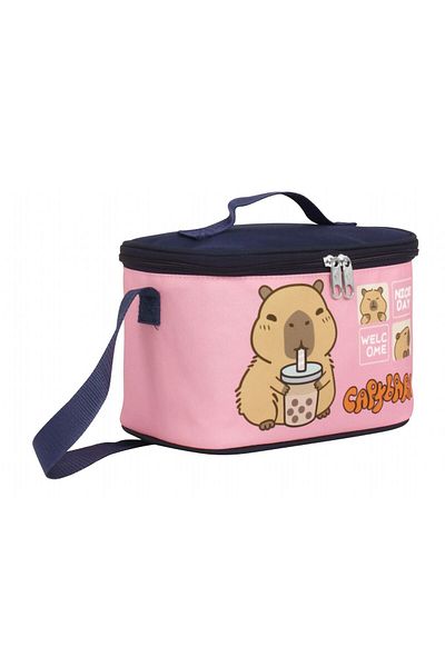 capybara Girl's Thermal Insulated Lunch Box - Navy Blue - Pink - 5204