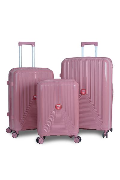 Mnuk Viajero Stra Set of 3 Luggage with Anti-Theft Zipper, TSA Lock, PP Material| Size 28/24/20-Gold