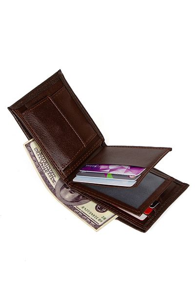 Newish Men's Brown Leather Coin Holder Card Holder and Wallet