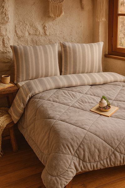 Evimcim Soft Relax Sleeping Set Double - 195X215 Quilt, 240X260 Sheet and 2 Pieces 50X70 Pillowcases