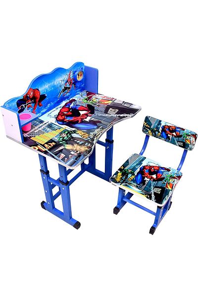 Generic Handmade Toby Wood Children's Study Table and Chair - Spider Blue
