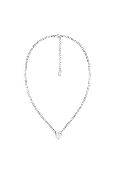ohmygod jewelry Colier Tennis Heart cu inimă albă din argint și cristale de zirconiu, 35 cm