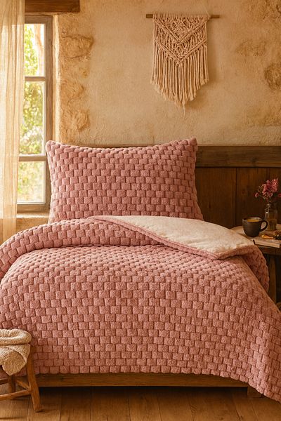 Evimcim Winter Tale Quilt Set Single – 155X215 Quilt and 50X70 Pillowcase, Soft Texture