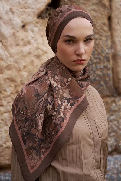 ED Scarf Sunrise Spring Pattern Shawl - Brown