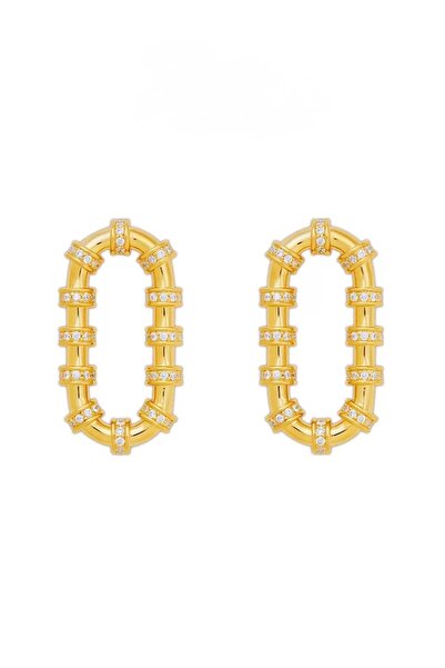 TAKIŞTIR Gold Color Stone Detailed Earrings (Pair)