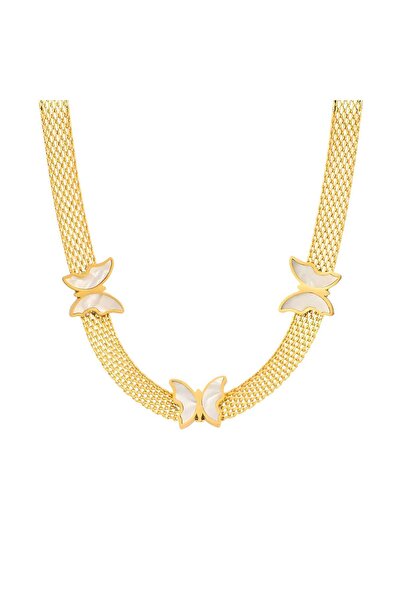 Nismaa Jewels قلادة فراشات للنساء، فولاذ مطلي بالذهب عيار ١٨ قيراطًا | مقاومة...