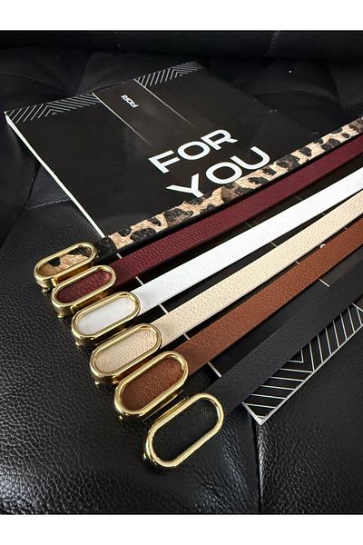 FioriModa Imported Oval Gold Buckle Thin Belt, Trouser Belt, Shirt Belt, Jacket Belt