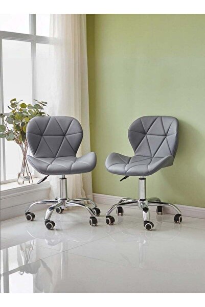 Taimi 2-Pieces Ergonomic Chair with Adjustable Height & Swivel Wheels 360°, Gray - 76H x 55D x 48W cm