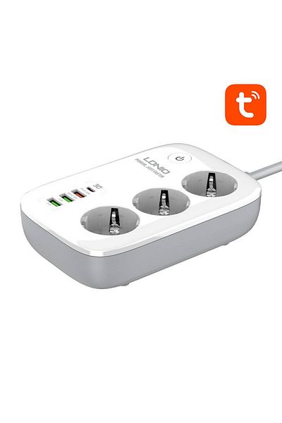 LDNIO Smart extension cord, 2 meters, Tuya compatible, 3 sockets + 4 USB, 30W charging,