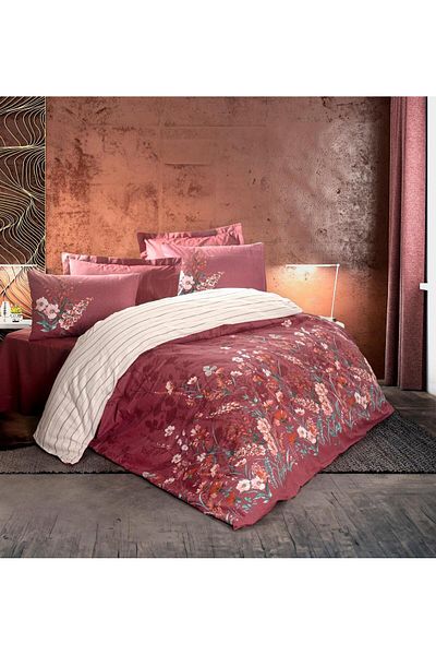 Cotton Box Feminine Double Duvet Cover Set Vina Bordeaux