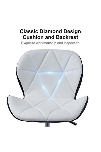 Taimi Ergonomic Desk Chair with Adjustable Height Study Chair with Swivel Wheels 360° ,White/Black