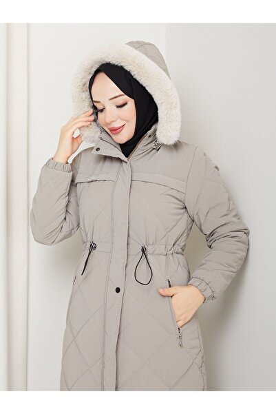 KMKkombin KADIN BÜYÜK BEDEN ELYAF DOLGULU SPOR KAPİTONE NOVA KUMAŞ MONT 0198