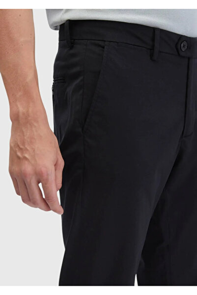Ramsey Black Plain Woven Regular Fit Casual Trousers