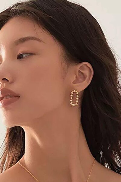 TAKIŞTIR Gold Color Stone Detailed Earrings (Pair)