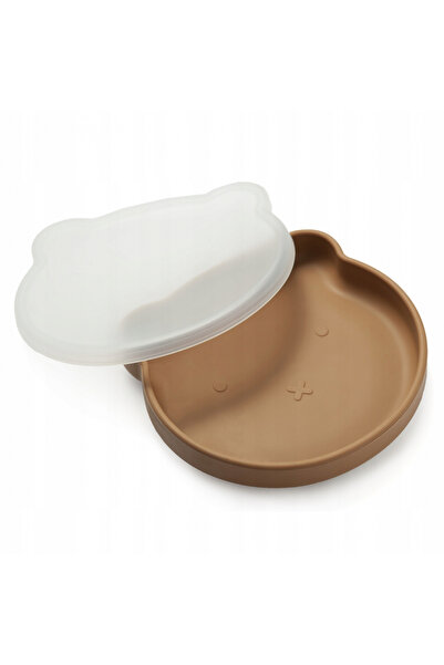 Kidnort Farfurie cu capac pentru copii cu baza antiderapanta 400 ml Retter Brun