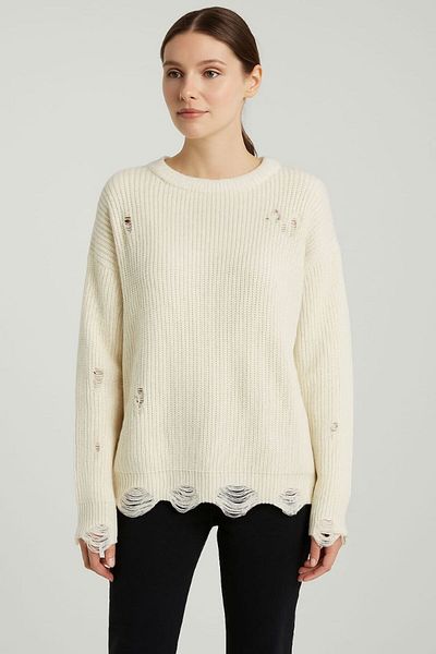 Zeyoo Collection Yirtik Detail Selani̇k Knitted Sweater