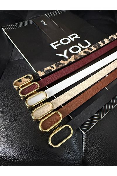 FioriModa Imported Oval Gold Buckle Thin Belt, Trouser Belt, Shirt Belt, Jacket Belt