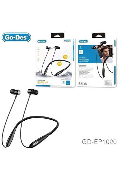 Go-Des Bluetooth Neck Sports Wireless Headphones Dual Half In-Ear Universal Ultra Long Standby Black