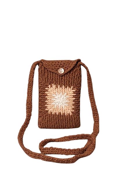 Uretti - Öznur 7392 9049 Hand Knitted Cross Strap Phone Bag