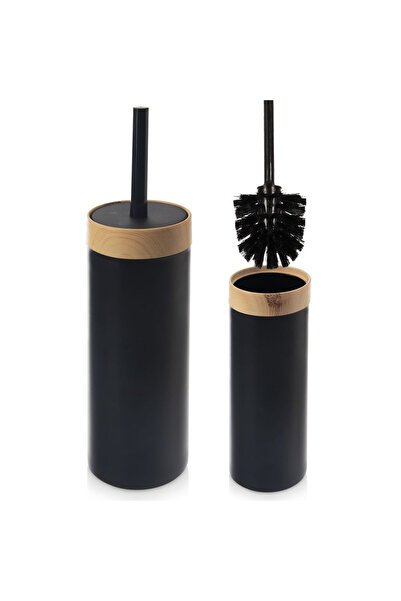 shumee Perie de toaletă NEAGRĂ cu suport