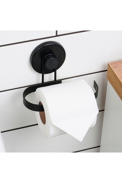 shumee Black metal toilet paper holder with suction cup