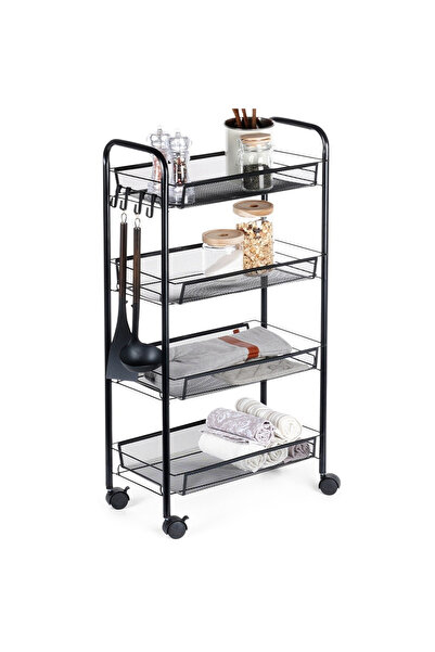 shumee Black metal storage cart with 4 tiers