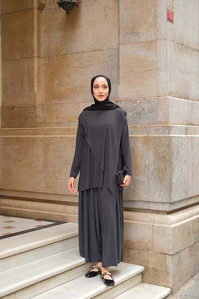 LOCCO Women's Asymmetrical Loose Suit Gray