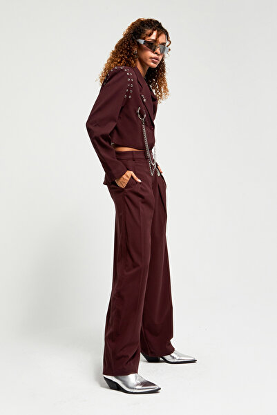 its basic Жіночі бордові аксесуари, детальний крій, тканина, спеціальний дизайн, штани