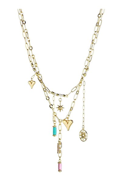 Klips Concept قلادة متعددة السلسلة مع سلسلة متدلية