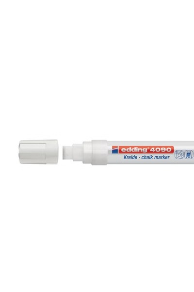 Edding 4090 White Chalk Marker – 4–15 mm Chisel Tip, Bold & Erasable for Non-Porous Surfaces