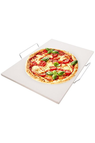 shumee Piatră de pizza din lut refractar cu suport, 2 bucăți