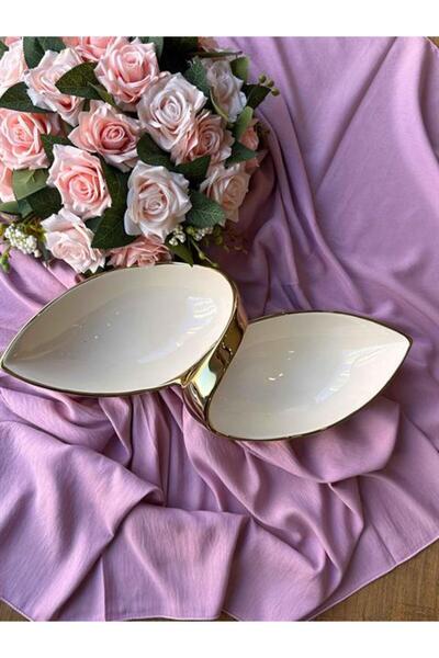 ROSSEV Dream Gold Oval Servis Tabağı 2 Bölmeli