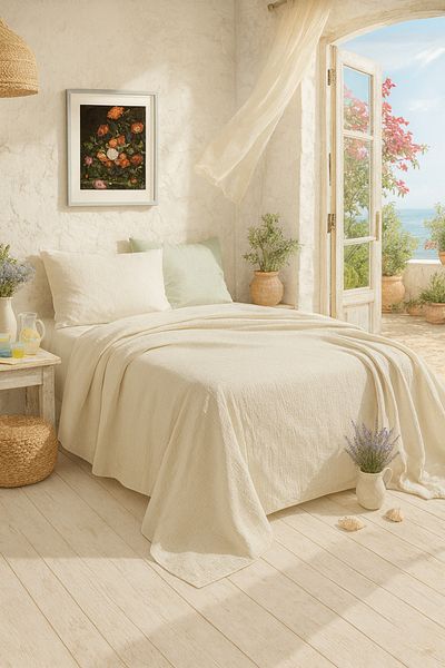 Evimcim 100% Cotton Pique Set Single – 160X230 Pique, Bed Sheet and 50X70 Pillow Case, Stylish Design