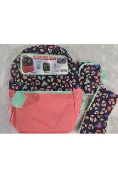 unbranded Women Backpack School 5 Pieces Set Multicolor 18"x15"