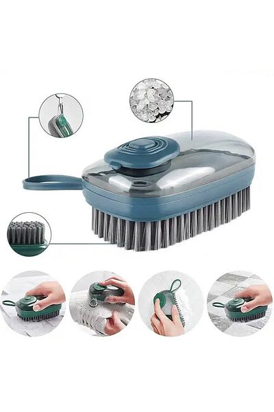 Aptel Carpet brush with detergent container, plastic, blue, 11.5×5.5 cm