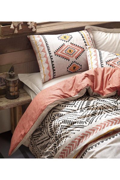 Cotton Box Ethnic Double Duvet Cover Set Felix Tile