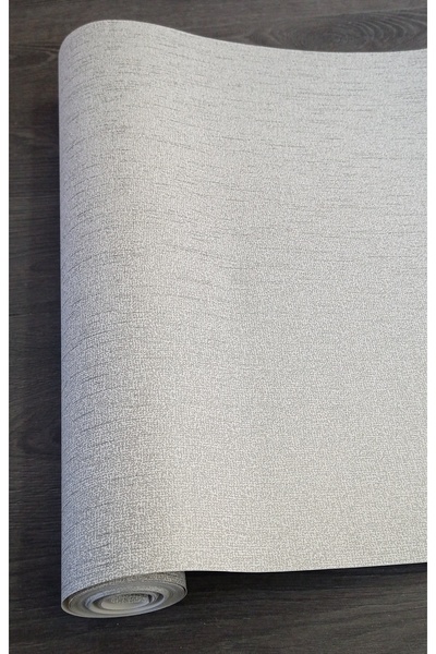 Oskar gümüş detaylı açık gri duvar kağıdı