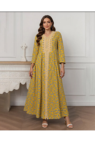 Alyashmac جلابية نسائية أوراق القطن