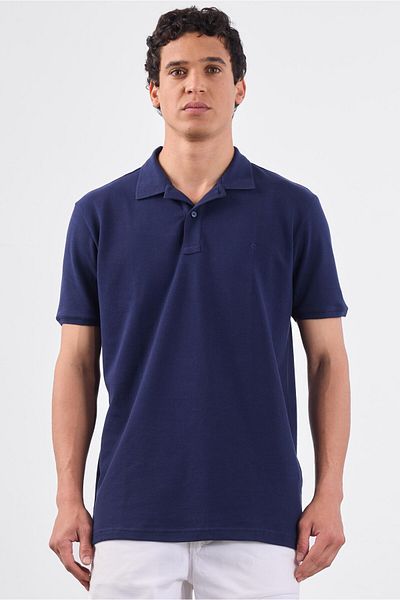Dufy Navy Blue Plain Men's T-Shirt - Slim Fit