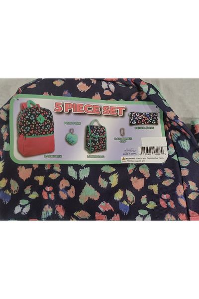unbranded Women Backpack School 5 Pieces Set Multicolor 18"x15"