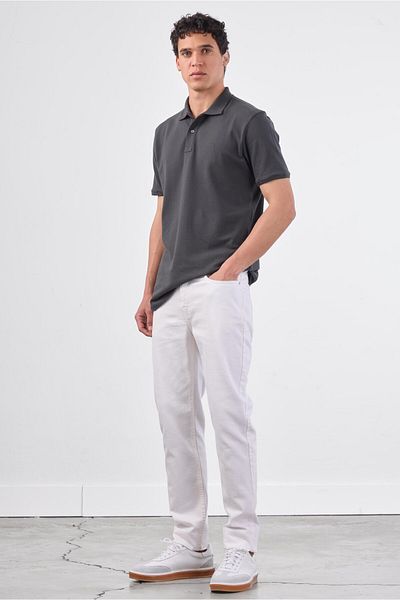 Dufy Anthracite Plain Men's T-Shirt - Slim Fit