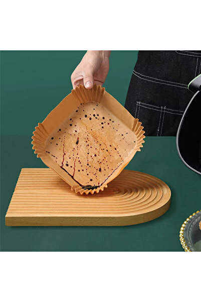 awwaline Set 200 Bucati Hartie de Copt pentru Air Fryer, awwaline, patrat, maro, unica folosinta, 16 x 16 cm