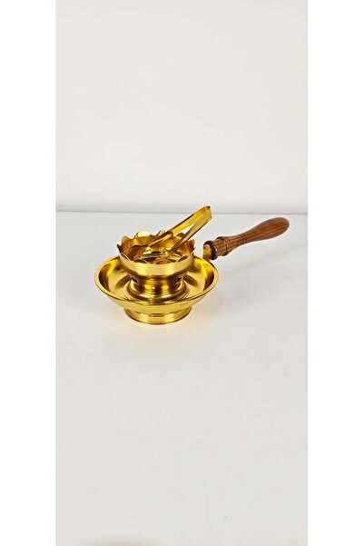 Radin مبخرة بخور مطلية بالذهب الفاخر مع مقبض خشبي وملقط أمان مصنوع من الفولاذ...