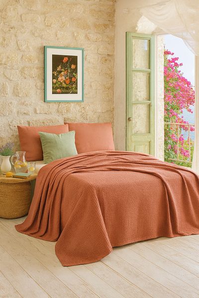 Evimcim 100% Cotton Pique Set Single – 160X230 Pique, Bed Sheet and 50X70 Pillow Case, Stylish Design