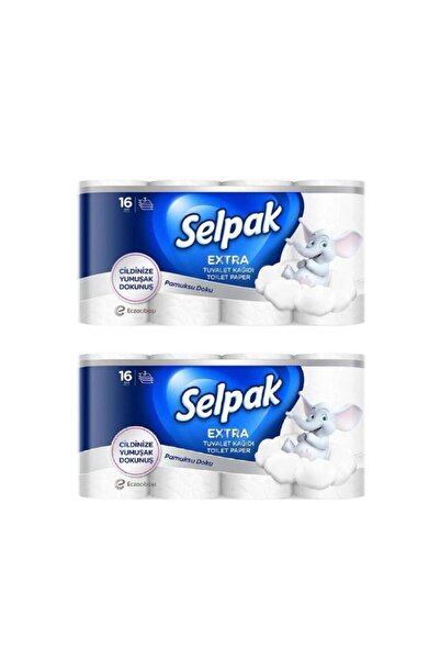 Selpak 3 Katlı Extra Tuvalet Kağıdı Pamuksu Doku 16'lı x 2 Adet