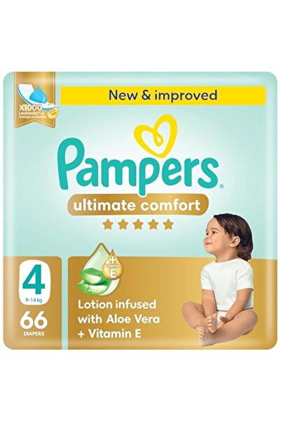 Pampers راحة فائقة، مقاس 4، 9-14 كجم، عبوة عملاقة، 66 حفاضة